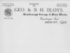 Geo. Bloys headed notepaper